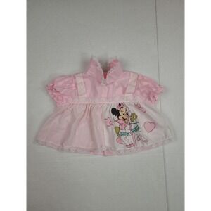 Vintage Disney Babies Minnie Mouse Baby Girl Dress Size 0-6 Months Pink 1980s